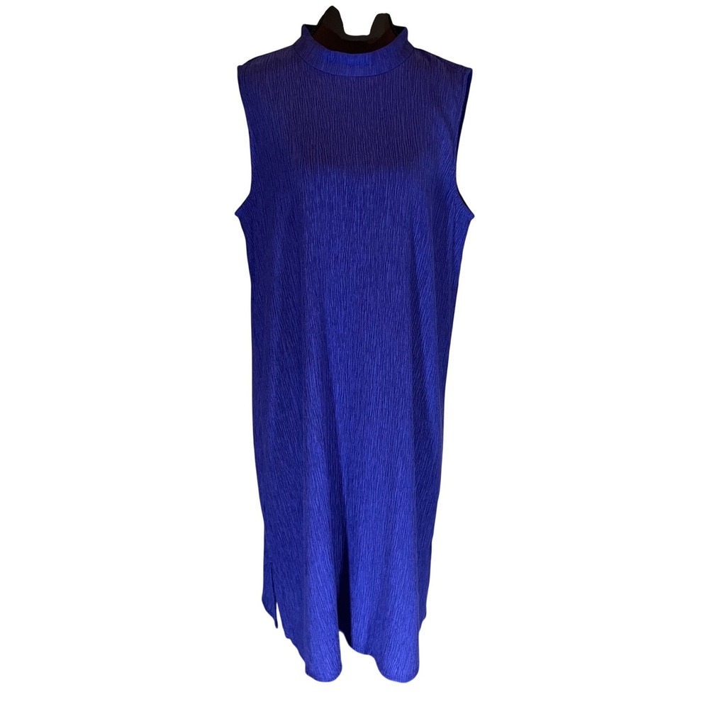 Eileen Fisher‎ Blue Crinkled Plissé Mock Neck Sleeveless Shift Dress M
Lagenlook